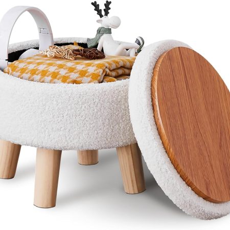 Round storage ottoman footrest